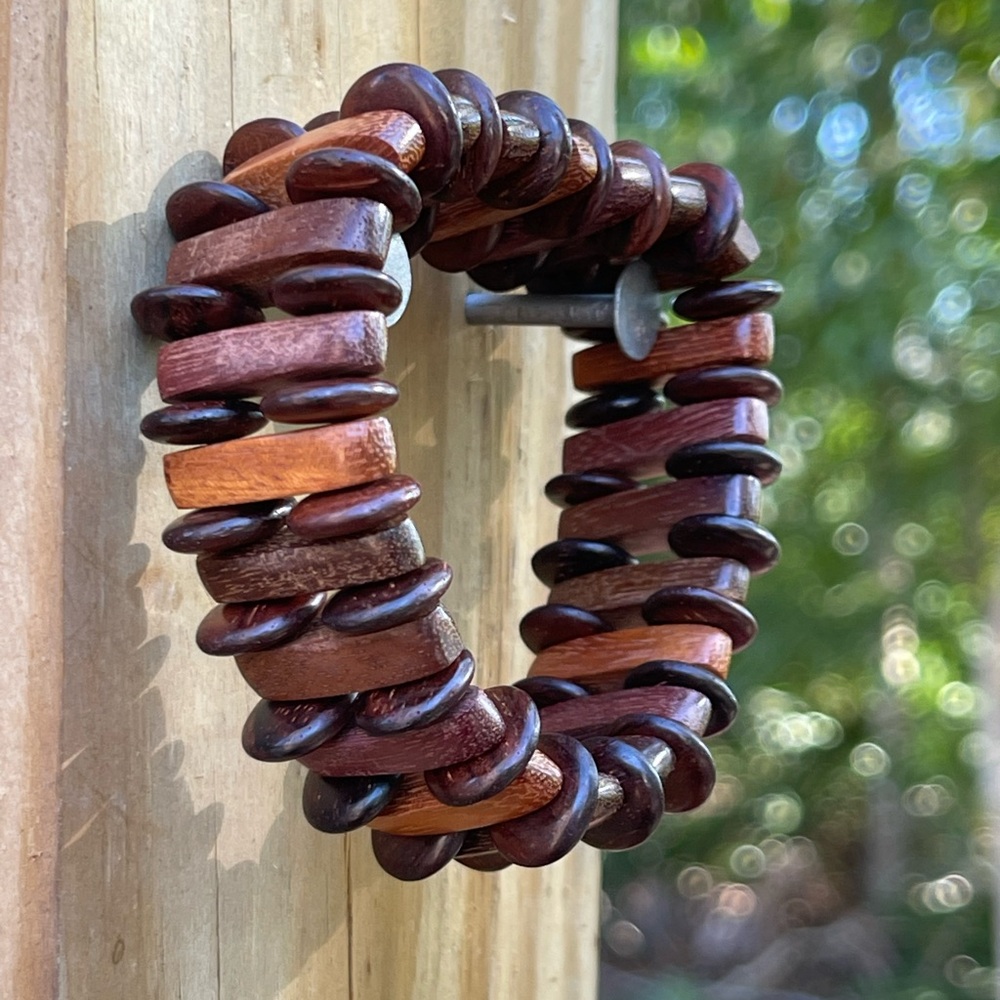 Handmade wooden jewelry cuff bracelet tropical wood beads